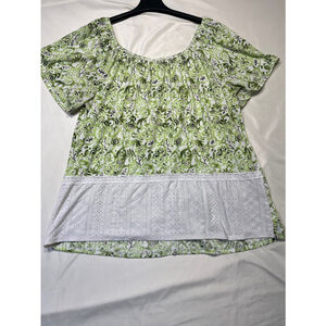 Women's Cato Green Floral Blouse 18/20W